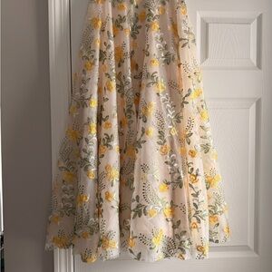 Embroidered Maxi Skirt in Yellow and Cream